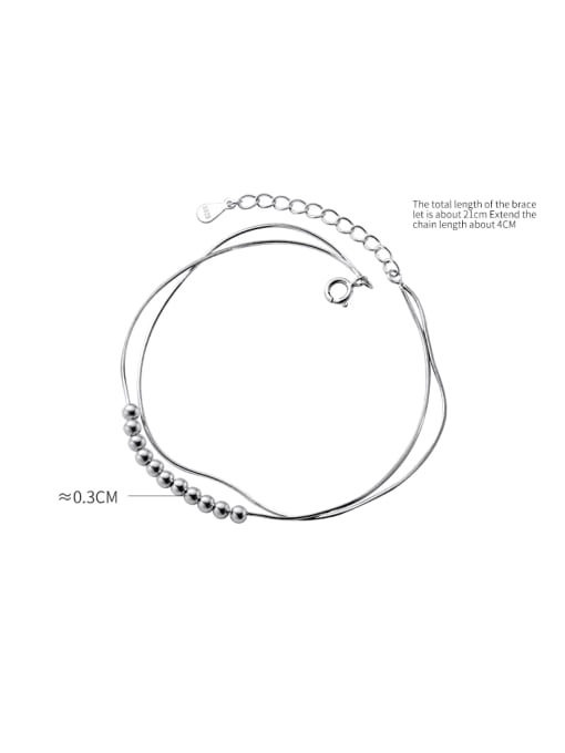 Rosh 925 Sterling Silver Double Laye Bead Minimalist Strand Bracelet 3