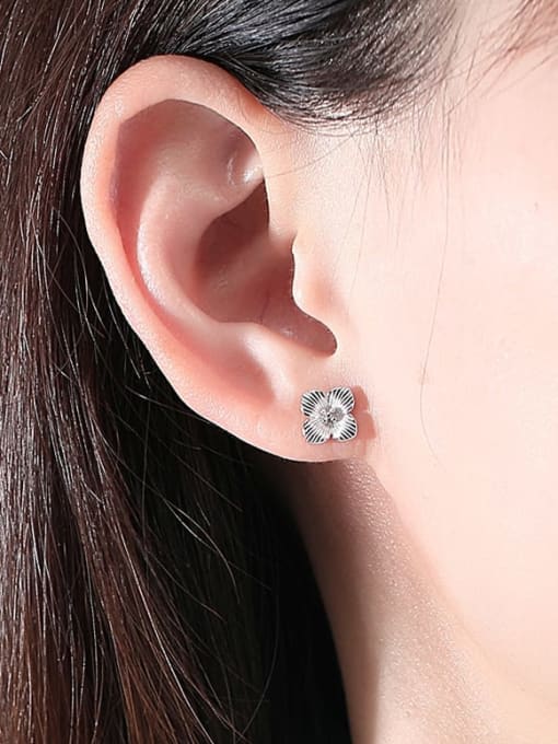 CCUI 925 Sterling Silver Hollow Flower Cute Stud Earring 1