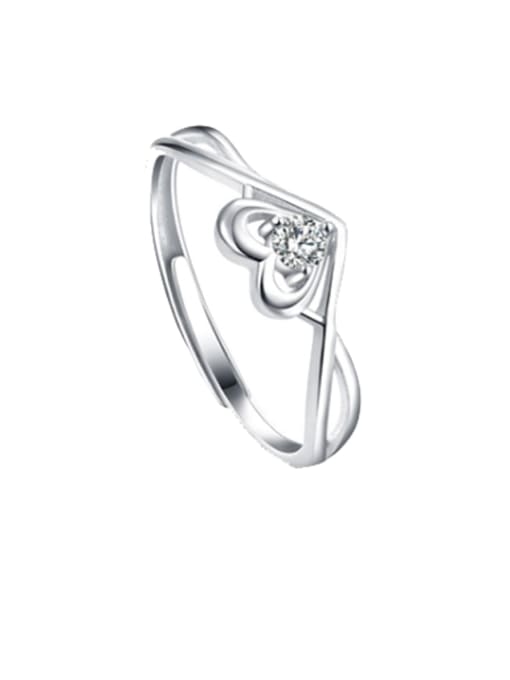 Dan 925 Sterling Silver Cubic Zirconia Heart Minimalist Band Ring 0