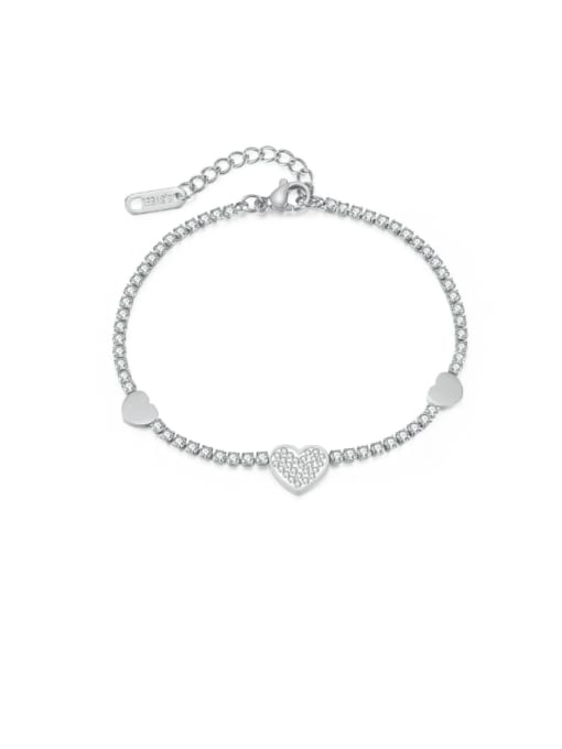 GS1527 Steel Bracelet Steel Stainless steel Cubic Zirconia Heart Minimalist Bracelet