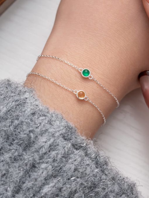 XBOX 925 Sterling Silver Natural Stone Geometric Luxury Link Bracelet 1