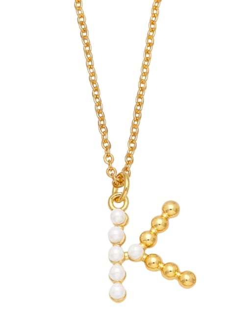 K Brass Imitation Pearl Letter Minimalist Necklace