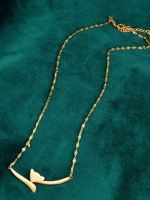A TEEM Titanium smooth Fox Minimalist pendant Necklace 3