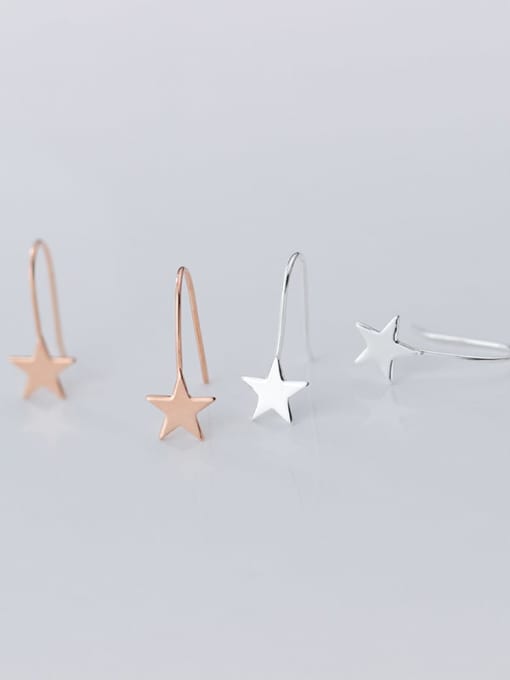 Rosh 925 Sterling Silver With  Minimalist Smooth Star Hook Earrings 2