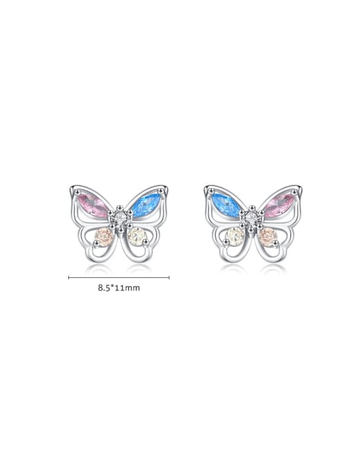 MODN 925 Sterling Silver Cubic Zirconia Butterfly Dainty Stud Earring 2