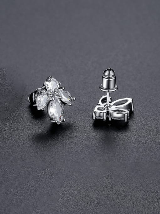 E23021707 Rh Brass Cubic Zirconia Geometric Dainty Stud Earring