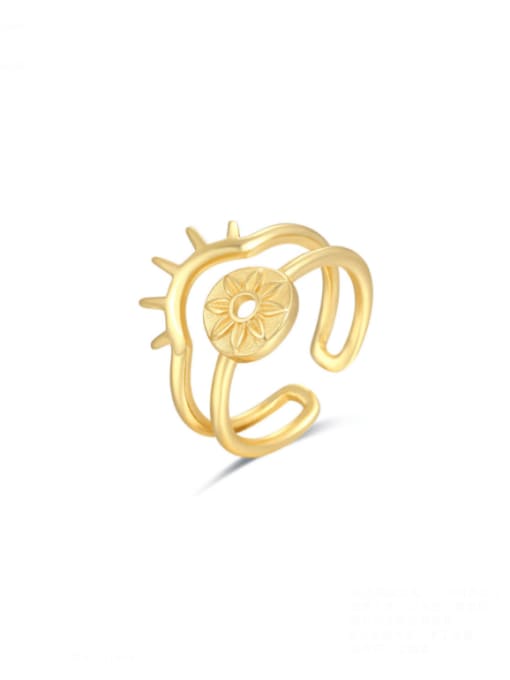 Boomer Cat 925 Sterling Silver With Gold Plated Simplistic Sun Free Size Rings