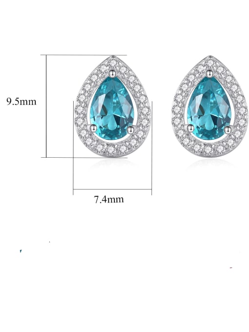CCUI 925 Sterling Silver Cubic Zirconia Water Drop Dainty Stud Earring 3