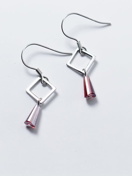 Rosh 925 Sterling Silver Imitate Crystal Geometric Minimalist Hook Earring 0