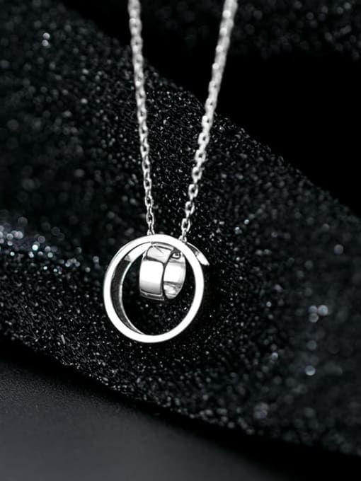 Rosh 925 Sterling Silver With  Fashion Minimalist  Hollow Round Necklaces 2