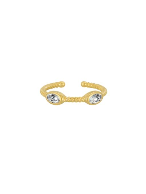 Gold 925 Sterling Silver Cubic Zirconia Geometric Minimalist Band Ring