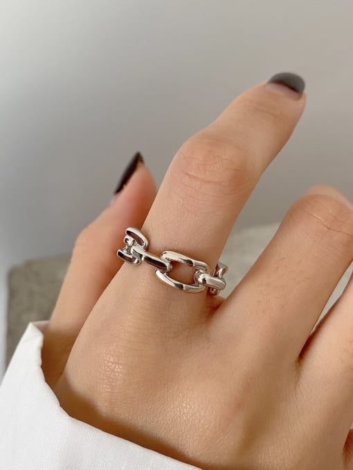 Boomer Cat 925 Sterling Silver Hollow Geometric Vintage Band Ring 3