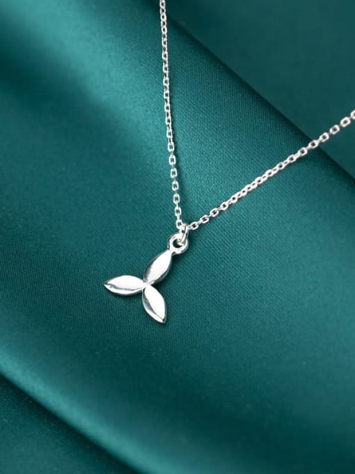 Rosh 925 sterling silver simple smooth Flower Pendant Necklace 0