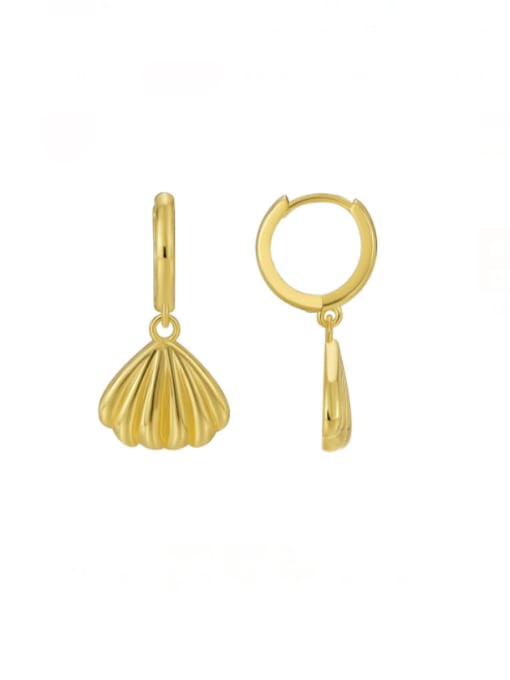 Gold Shell Earrings Brass Geometric Minimalist Huggie Earring