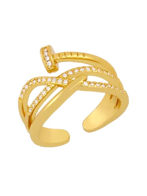 Graph color Brass Cubic Zirconia Geometric Vintage Band Ring