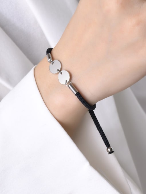 CONG Stainless steel Artificial Leather Geometric Minimalist Adjustable Bracelet 3