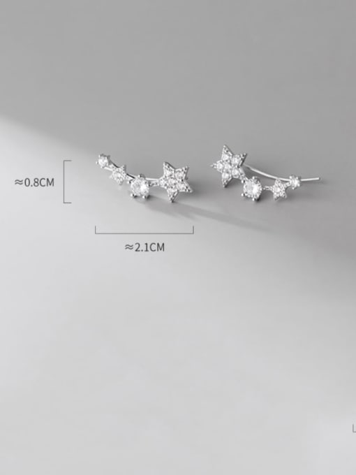 Rosh 925 Sterling Silver Cubic Zirconia Star Cute Stud Earring 4