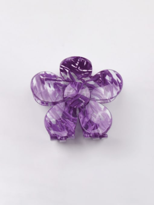Semitransparent purple Cellulose Acetate Trend Flower Alloy Jaw Hair Claw