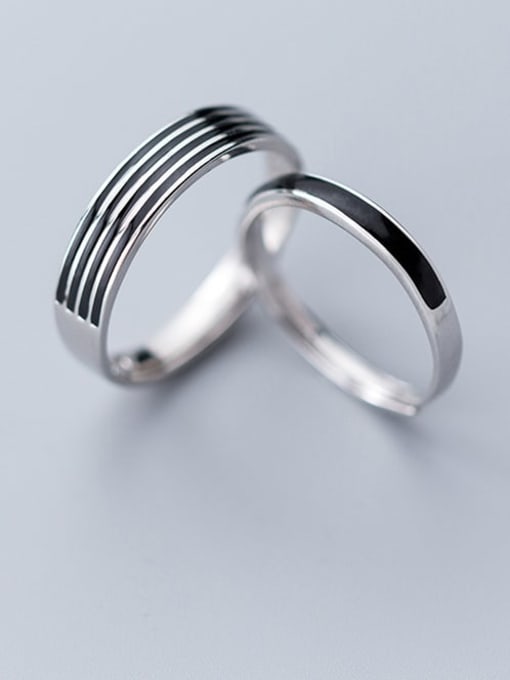 Rosh 925 Sterling Silver Vintage Fashion stripes  Enamel Free Size Ring 0