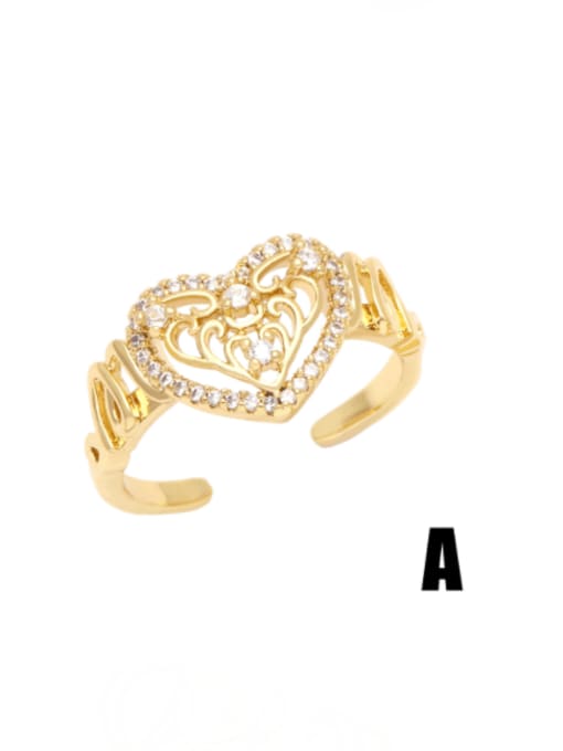 A Brass Cubic Zirconia Letter Hip Hop Band Ring