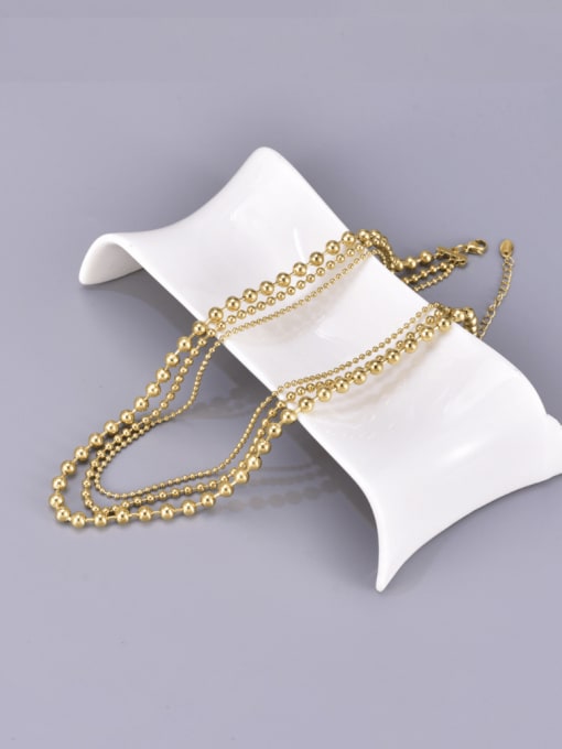 A TEEM Titanium Steel Double Layer Bead Chain Minimalist Multi Strand Necklace 2