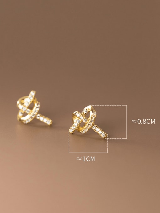 Rosh 925 Sterling Silver Cubic Zirconia Geometric Knot Minimalist Stud Earring 2