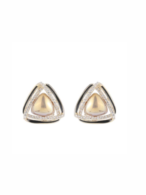 Luxu Brass Imitation Pearl Triangle Statement Stud Earring 0