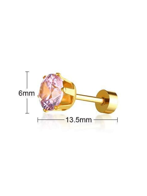 Light pink (single) Titanium Steel Cubic Zirconia Geometric Minimalist Stud Earring((Single-Only One)