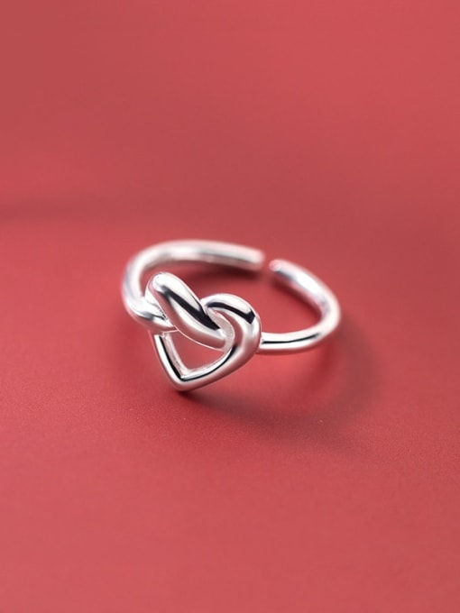Rosh 925 Sterling Silver Hollow Heart Minimalist Band Ring 0