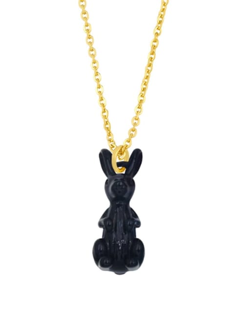 CC Brass Enamel Rabbit Vintage Necklace 2