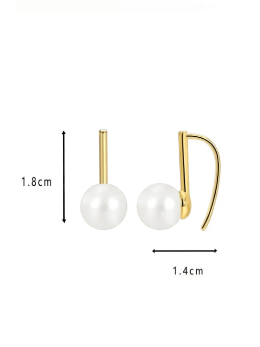 CHARME Brass Imitation Pearl Geometric Minimalist Hook Earring 2