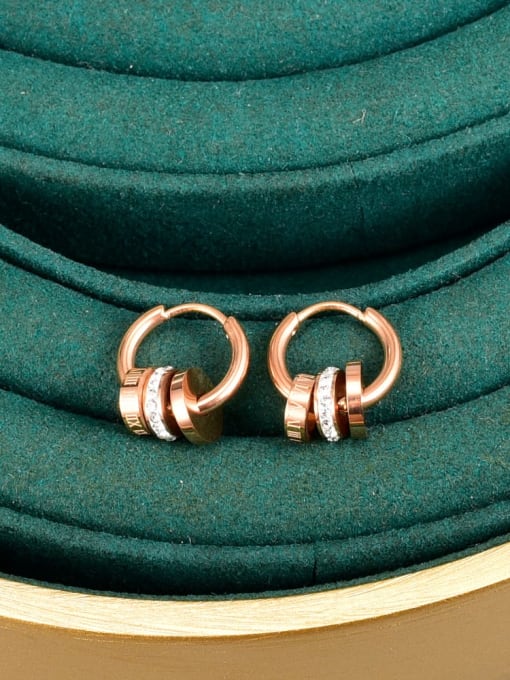 A TEEM Titanium Steel Cubic Zirconia Geometric Minimalist Huggie Earring
