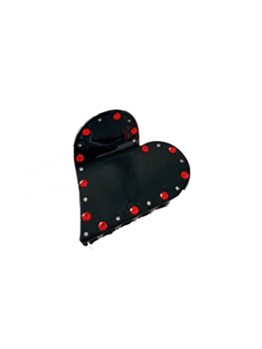 Black 7.2cm Cellulose Acetate Cute Heart Jaw Hair Claw