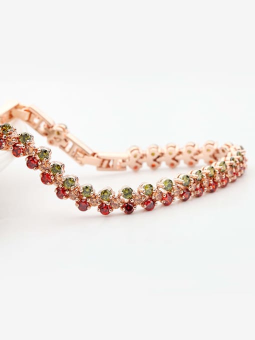 BLING SU Copper Cubic Zirconia Multi Color Heart Luxury Bracelet 2