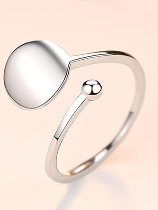 Platinum 13e01 925 Sterling Silver Smooth Round Minimalist  Free Size Band Ring