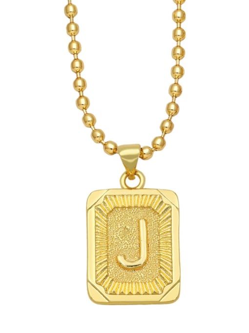 J Brass Letter Vintage Geometry Pendant Necklace