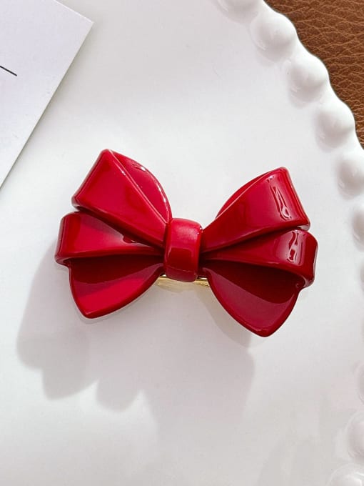 New Year's Red Duck billed Clip 5.4cm Cellulose Acetate Minimalist Bowknot Hair Rope