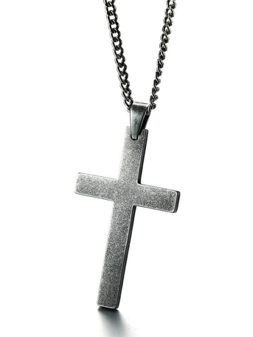 CONG Titanium Steel Smooth Cross Vintage Regligious Necklace