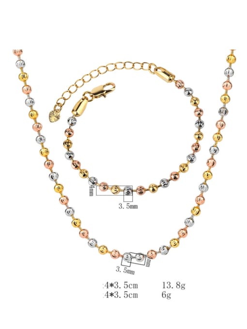 ROSS Brass  Hip Hop Bead Chain Bracelet and Necklace Set 2