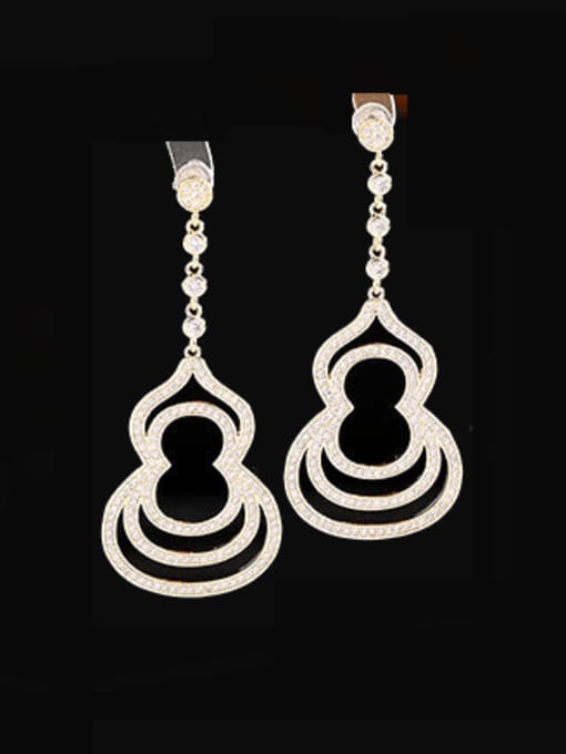 Luxu Brass Cubic Zirconia Irregular Luxury  Hollow Gourd Cluster Earring 0