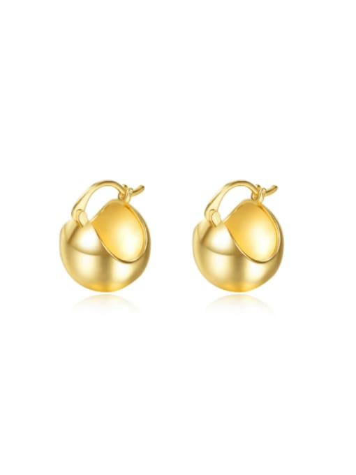 771 gold Brass Smooth Round   Ball Minimalist Hook Earring