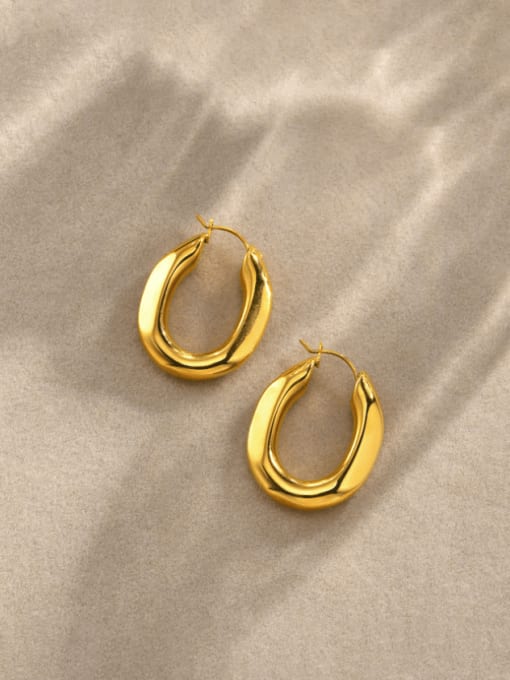 golden Stainless steel Geometric Minimalist Huggie Earring