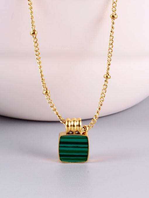 A TEEM Titanium Malchite Green Square Minimalist Choker Necklace