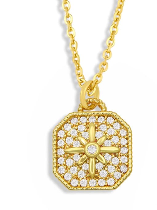 B Brass Cubic Zirconia Star Vintage geometry pendant Necklace