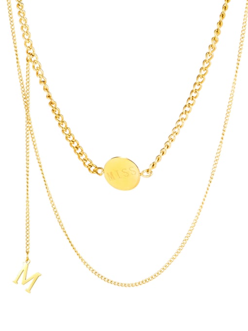 gold Titanium Letter Minimalist Multi Strand Necklace