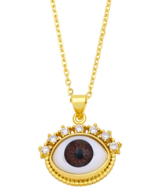 A (red) Brass Rhinestone Enamel Evil Eye Vintage Necklace