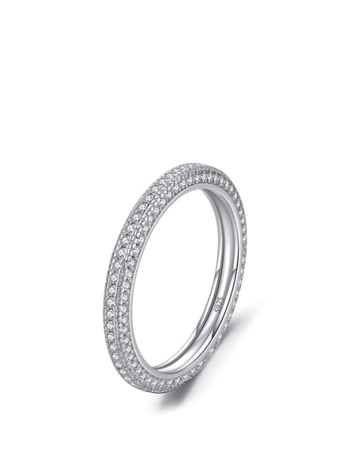 MODN 925 Sterling Silver Rhinestone Geometric Minimalist Band Ring 0
