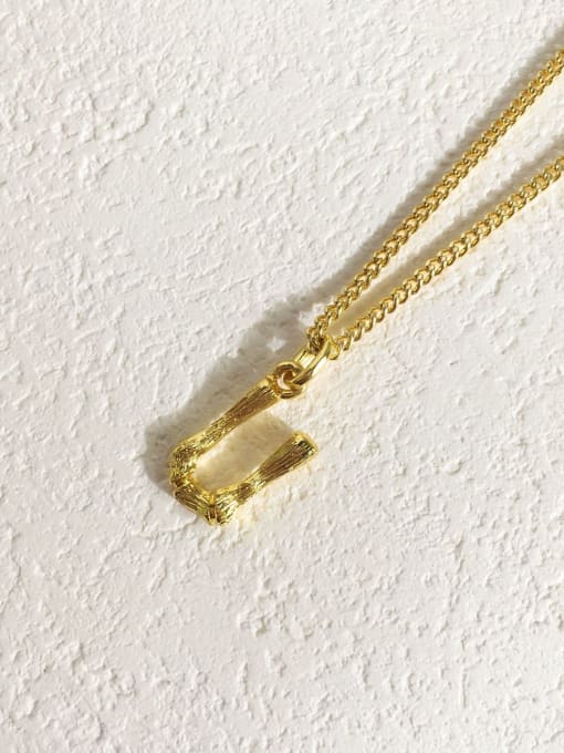 Gold U word Copper Letter Minimalist Initials Necklace