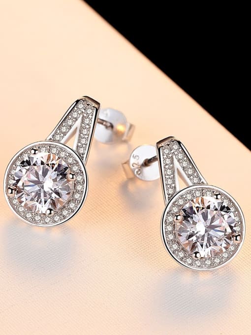CCUI 925 Sterling Silver Minimalist Round  Cubic Zirconia   Stud Earring 2