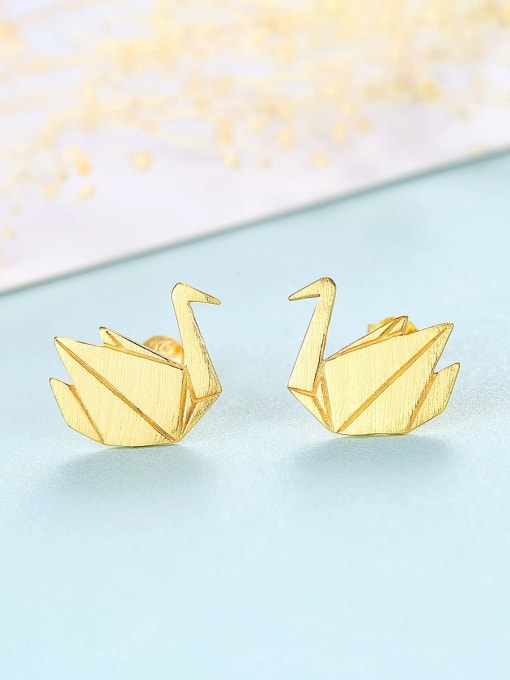 CCUI 925 Sterling Silver Irregular Minimalist    Thousand paper cranes Study Earring 3